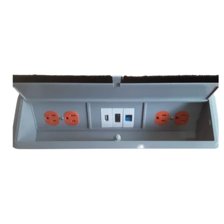 soluciones innovadoras de conectividad diseñadas para integrarse en mesas y escritorios, ofreciendo acceso fácil