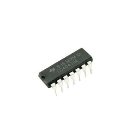 CD4047 es un circuito CMOS que funciona como multivibrador monostable y astable para generar pulsos y señales de frecuencia ajustable.