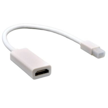 Adaptador Mini DisplayPort para conectar dispositivos a monitores HDMI, VGA o DVI. Soporta video HD y es plug and play, fácil y portátil.