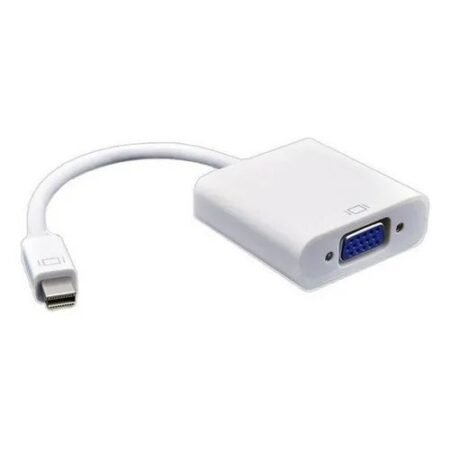 Adaptador Mini DisplayPort a VGA convierte señal digital a analógica para conectar laptops a monitores o proyectores VGA. Fácil y sin drivers.