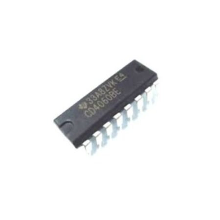 CD4060 es un circuito CMOS que integra un oscilador RC y un contador binario para generar señales temporizadas y divisiones de frecuencia.