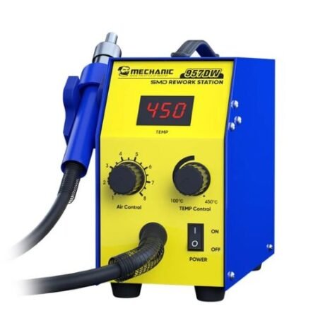 Estación de soldadura MECHANIC 600W con temperatura regulable, ideal para reparar celulares. Precisa, potente y segura para piezas electrónicas sensibles.