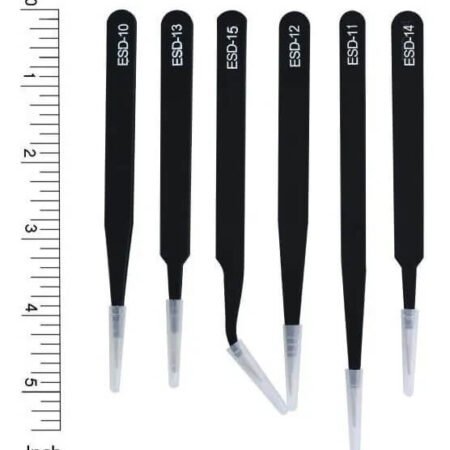 Set de 6 Pinzas Antiestáticas Metálicas Acero Para SMD
