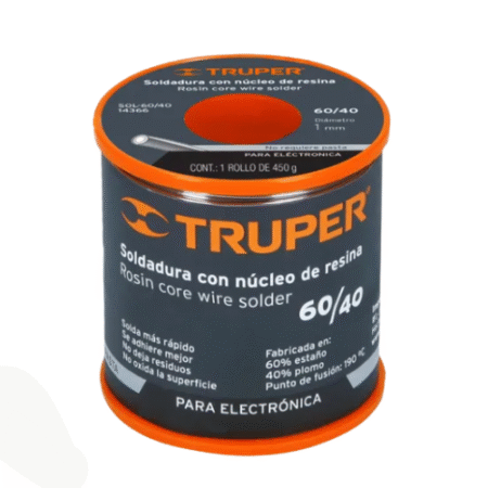 Soldadura con núcleo resina 60/40, para electrónica, 450 g